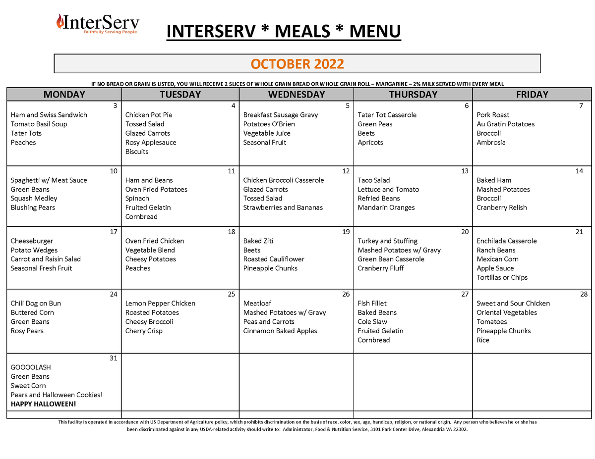 Come join us in October for a good meal!