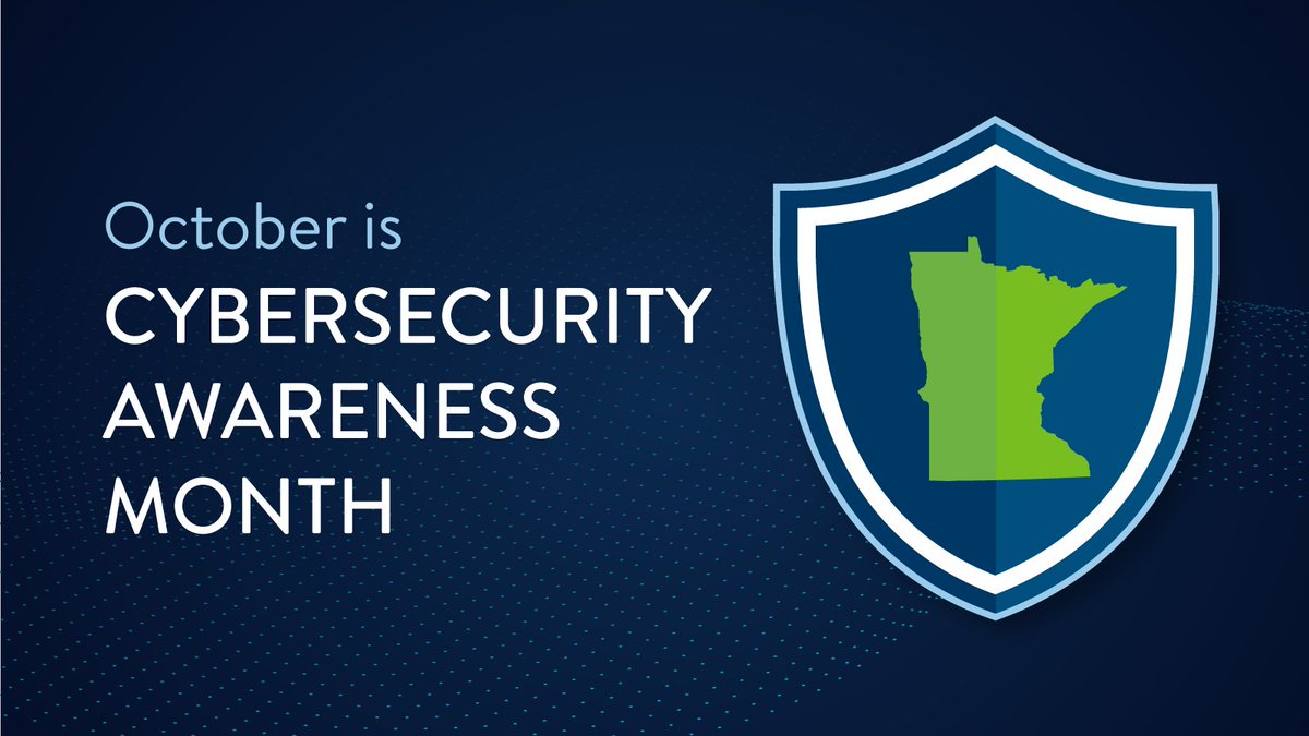 MNIT_Services's tweet photo. .@GovTimWalz proclaims October to be Cybersecurity Awareness Month in the State of Minnesota. It’s important that we learn the basics of cybersecurity to protect our family, businesses, and personal information. #CyberSafeMN https://t.co/9BAMAovYVW https://t.co/IyqV0fg3xz