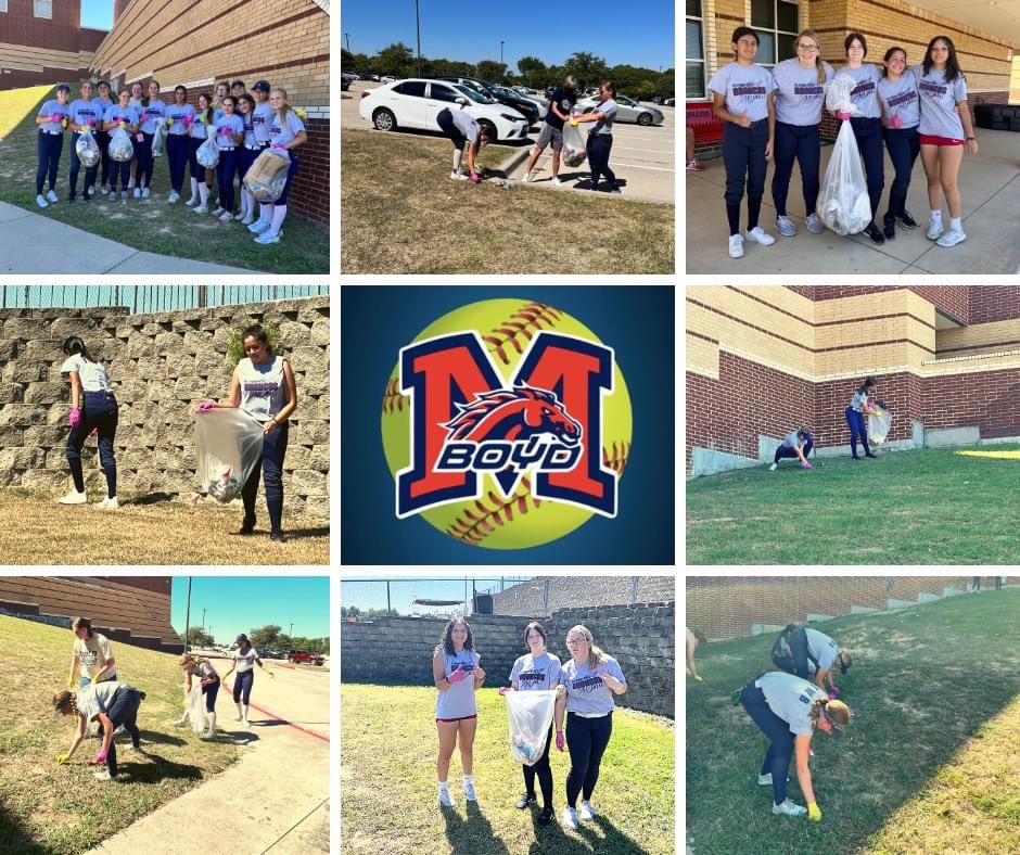 BoydSoftball's tweet photo. Last week the Lady Broncos spent time cleaning up the Boyd campus. Thank you ladies! #broncoway #characterreps https://t.co/tVdBDCBZSJ