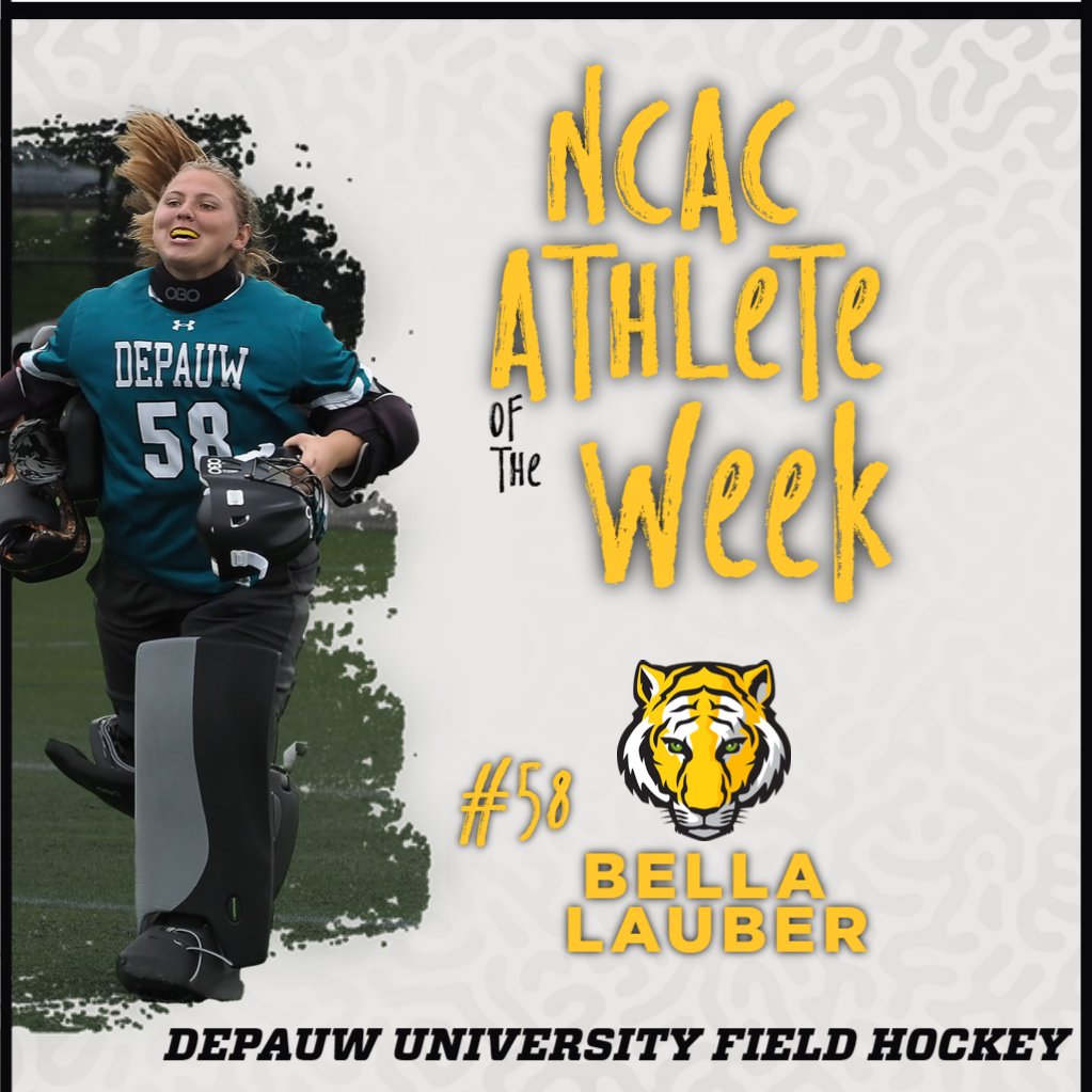 DePauwAthletics's tweet photo. Read about our @NCAC AoW @ https://t.co/TLR84Nelgg
Bella Lauber: @DePauwFH-earned her 3rd SHO in 3-0 Marian (Wis.) win &amp; 5 saves in OWU victory
Brooks Coats:@DePauwGolfM-fired a 148 to win the 2- day Stateline Shootout
Brevon Gude:@DePauwTigersFB-had a school record 4.0 sacks https://t.co/yC5ZblGkxj