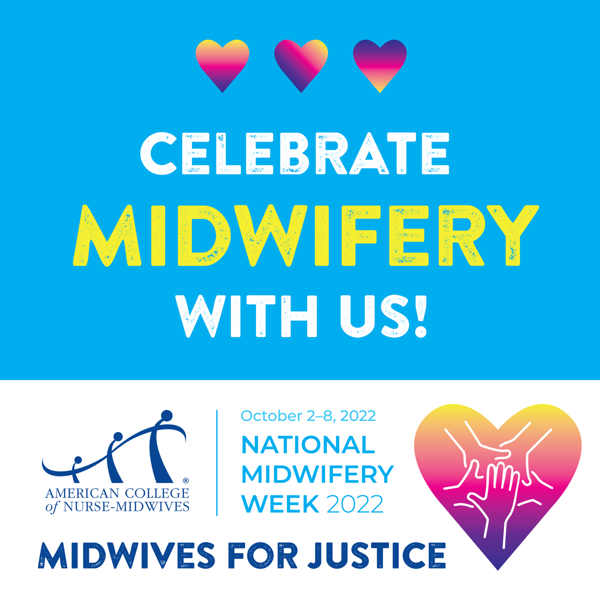 Midwives are committed to equitable, ethical, and personalized care for the patients and families they care for. Celebrate #MidwivesforJustice with us this #NationalMidwiferyWeek2022! 💙