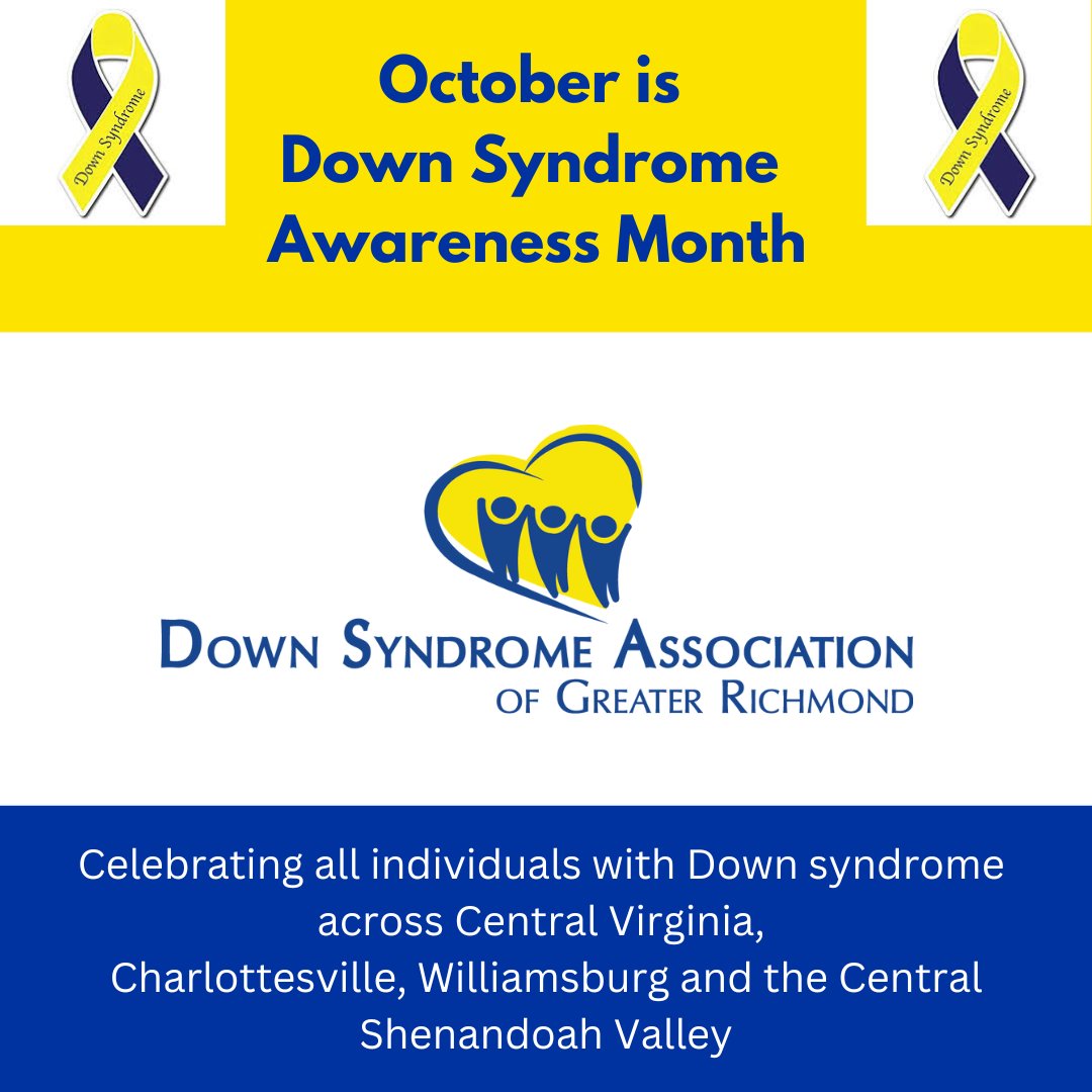 downsyndromeva's tweet photo. Celebrating Down Syndrome Awareness Month in October and all year long! Share a picture of who you are celebrating! #dsagr #downsyndrome awareness https://t.co/2Sl1E9Xl5H