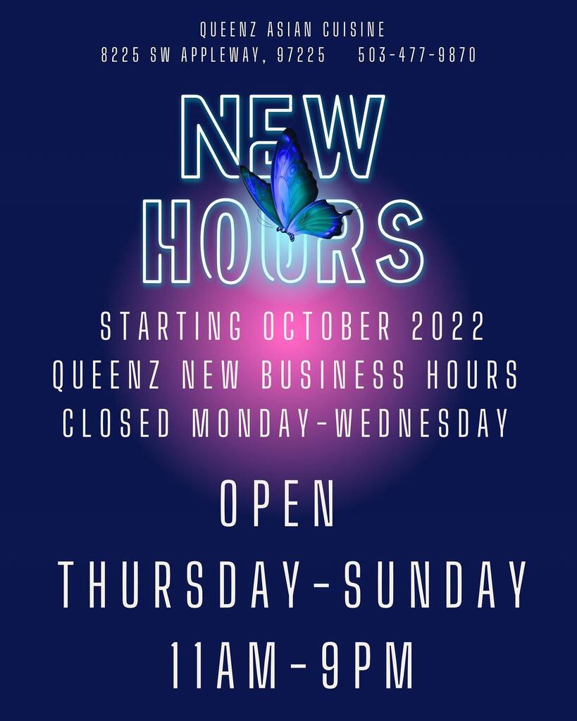 QueenzQTea's tweet photo. Our new business hours. Please continue to support us from Thursdays-Sundays! Thank you!! https://t.co/je9pWb6UzR https://t.co/CXTjHgY30i