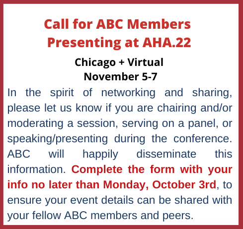 ABCardio1's tweet photo. ATTN #ABCardioMembers Submit your #AHA22 event details today!
Are you chairing ➡️moderating ➡️a panelist ➡️lecturer ➡️presenting a poster ➡️receiving an award 👏🏾?
Complete this form👉🏾https://t.co/hn7Zax0jMl
and we will share w fellow ABC members 🙏🏾 https://t.co/t87tbaneWX