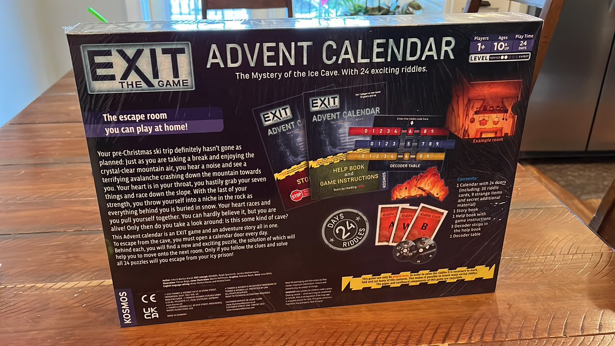 Just got Exit the Game Advent Calendar - Mystery of the Ice Cave by <a href="/KosmosGamesUK/">Kosmos Games UK</a> !!  New riddles or clues everyday for 24 days!! Such a cool idea - can’t wait for December 1st to start 😃