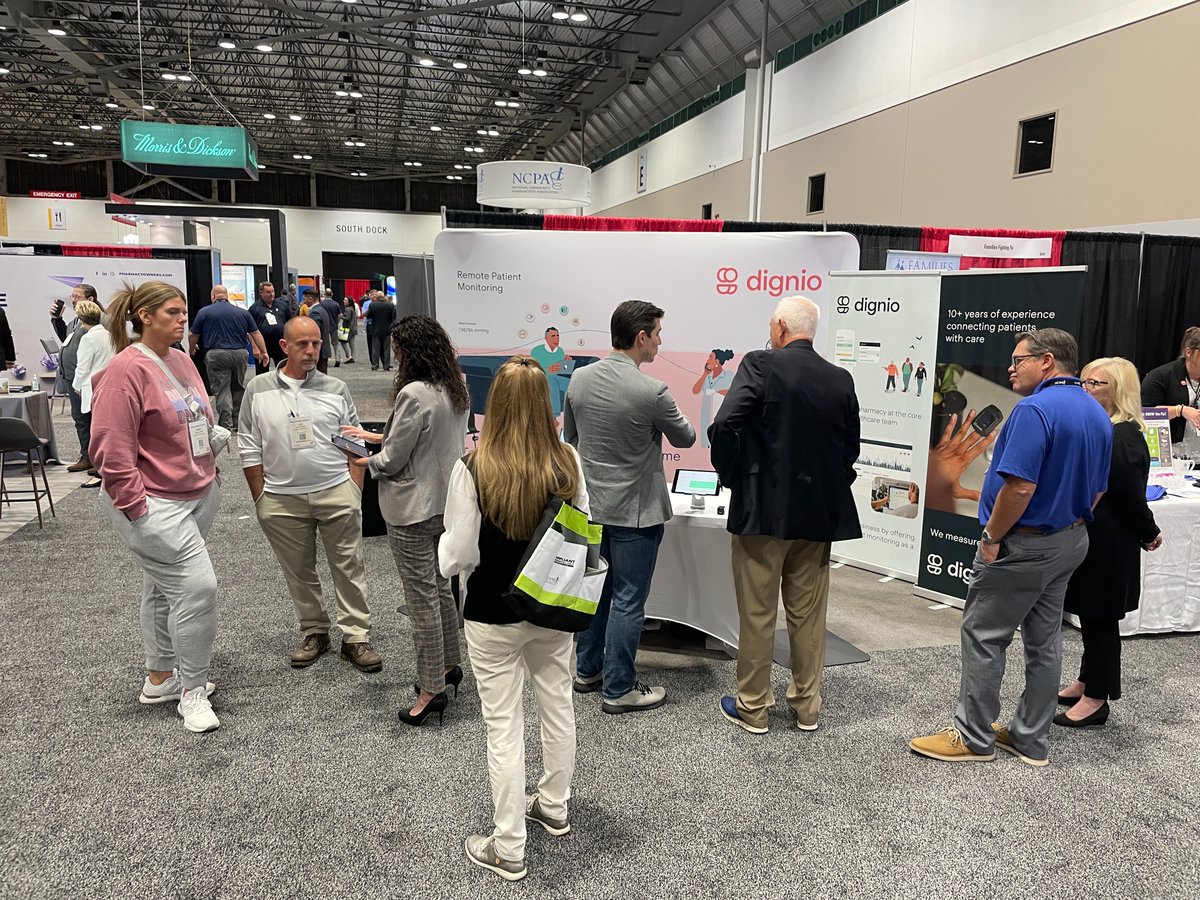 DignioUS's tweet photo. Day 2 at #NCPA2022! There's still time to come by booth #942 for a demo and speak with our team about Dignio Connected Care! @Commpharmacy #remotepatientmonitoring #connectedcare #communitypharmacy https://t.co/Qqv3lHlXjr