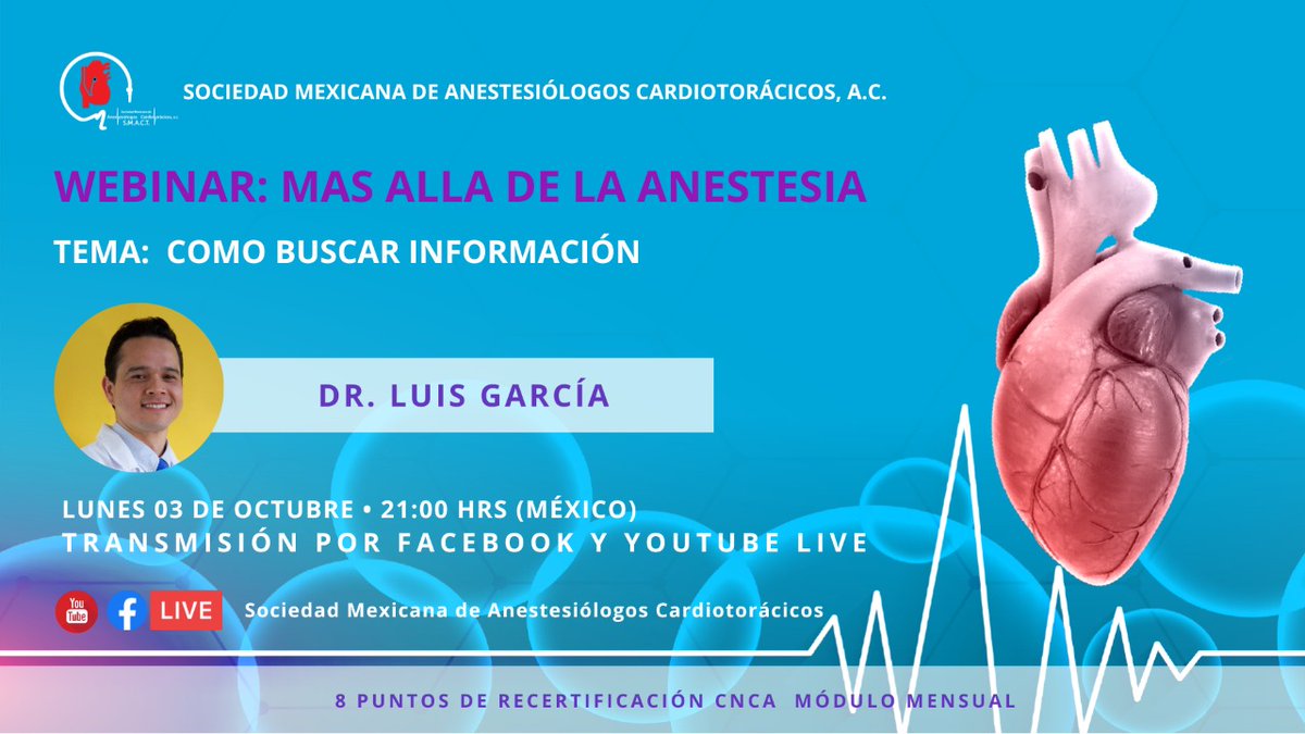 SMACT_'s tweet photo. Lunes de Webinar, el tema de hoy "Como buscar información ". visitanos en https://t.co/X9dFnRbtC4, puedes ver éste y más temas de tu interes. Obten puntos de recertificación #webinarssmact #MasalldelaAnestesia #todossomossmact https://t.co/IH8rb2sDgC