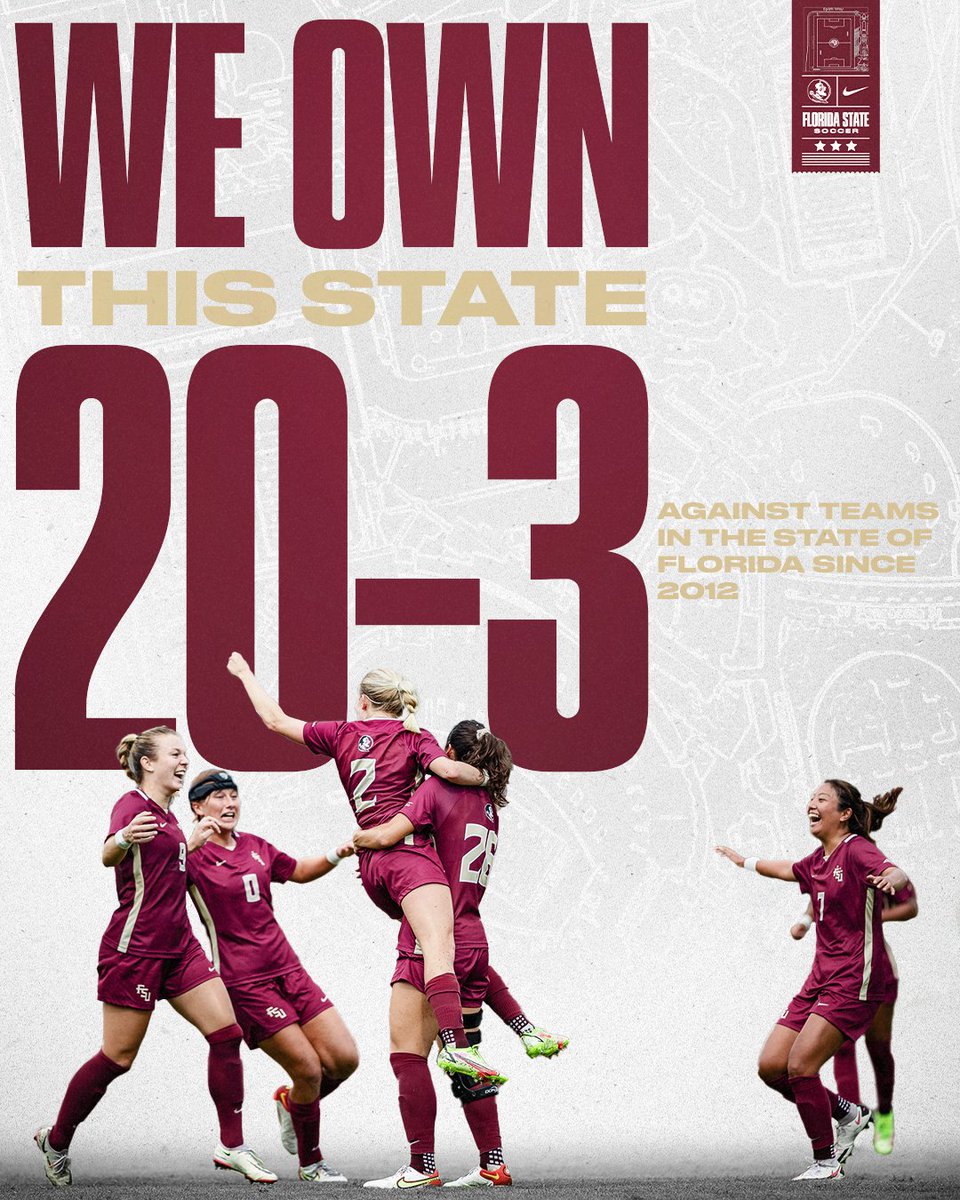 FSUSoccer's tweet photo. 𝙒𝙚 𝙊𝙬𝙣 𝙏𝙝𝙞𝙨 𝙎𝙩𝙖𝙩𝙚! #OneTribe https://t.co/hVn9lGfK9a