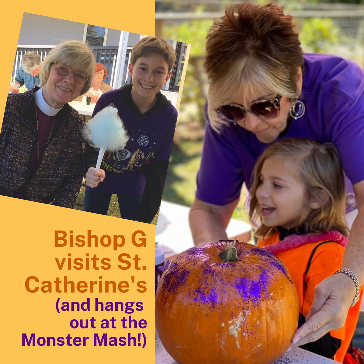 On October 2 Bishop G visited St. Catherine's, Chelsea, and two people were received. She also enjoyed the Monster Mash, an event for special-needs children and their families. This event was partially funded by a Parish-Based Outreach Grant from the diocese.