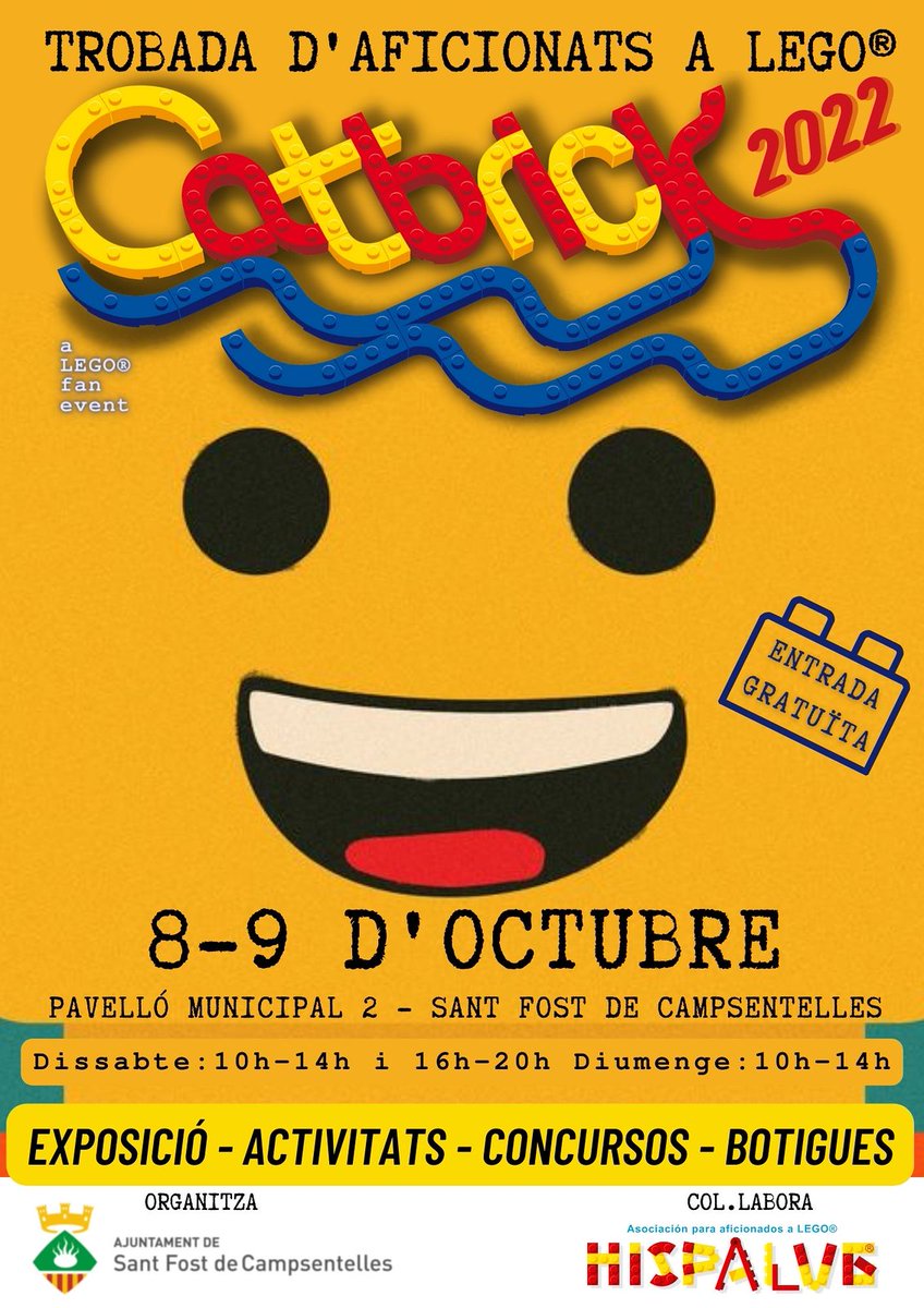 AFOLbarcelona's tweet photo. Arriba una nova edició de la fira #Catbrick.
Organitzada pel @ForoHispaLUG i l'@AJsantfost.
🗓️8/10
⏰10-14 i 16-20 h
🗓️9/10
⏰10-14 h
📍Pavelló municipal 2 (Av. Mauri, 13 de #SantFost de Campsentelles)
#AgendaLEGO #AFOL #AFOLbarcelona #Barnabrick #LEGO https://t.co/J8uj2Mznej