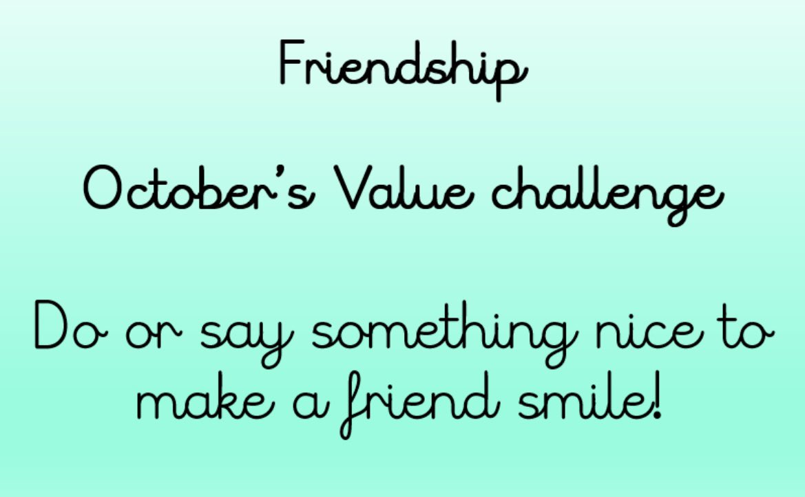 Our value this month is ‘Friendship’. Please tweet and share with us when your child completes this month’s values challenge ⭐️