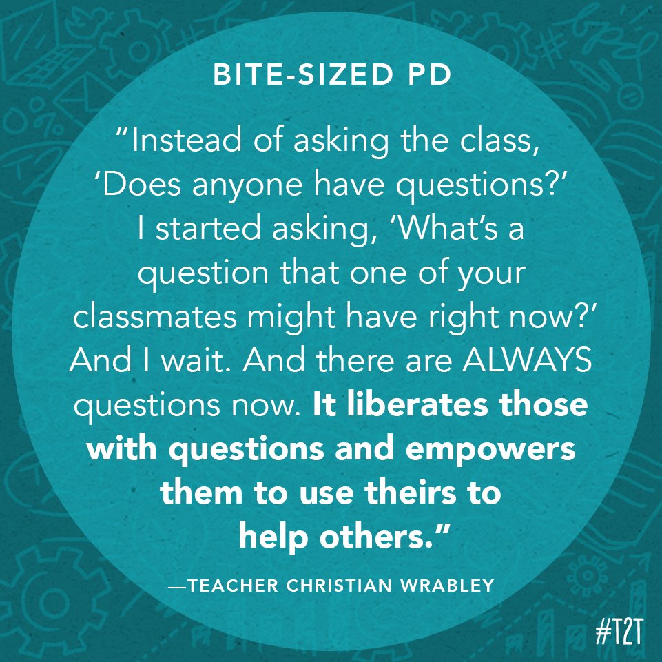 teacher2teacher's tweet photo. To empower your Ss to ask more questions, flip the script on how you ask YOURS, says T @mr_wrabley: 

#TeacherTwitter https://t.co/9pxOIQUi63