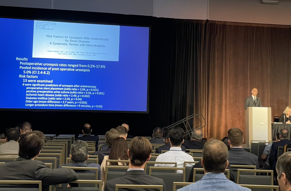 bsc_urology's tweet photo. .@NaeemBhojani7 shares results of a recent meta-analysis demonstrating a pooled 5% incidence rate of post-op urosepsis. #WCET22 https://t.co/sr5KLL73if
