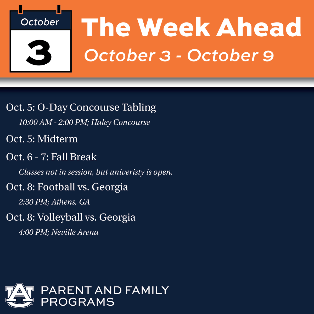 AuburnParents's tweet photo. Look at the week Oct. 3 - Oct. 9. https://t.co/R2rgTwmfDV