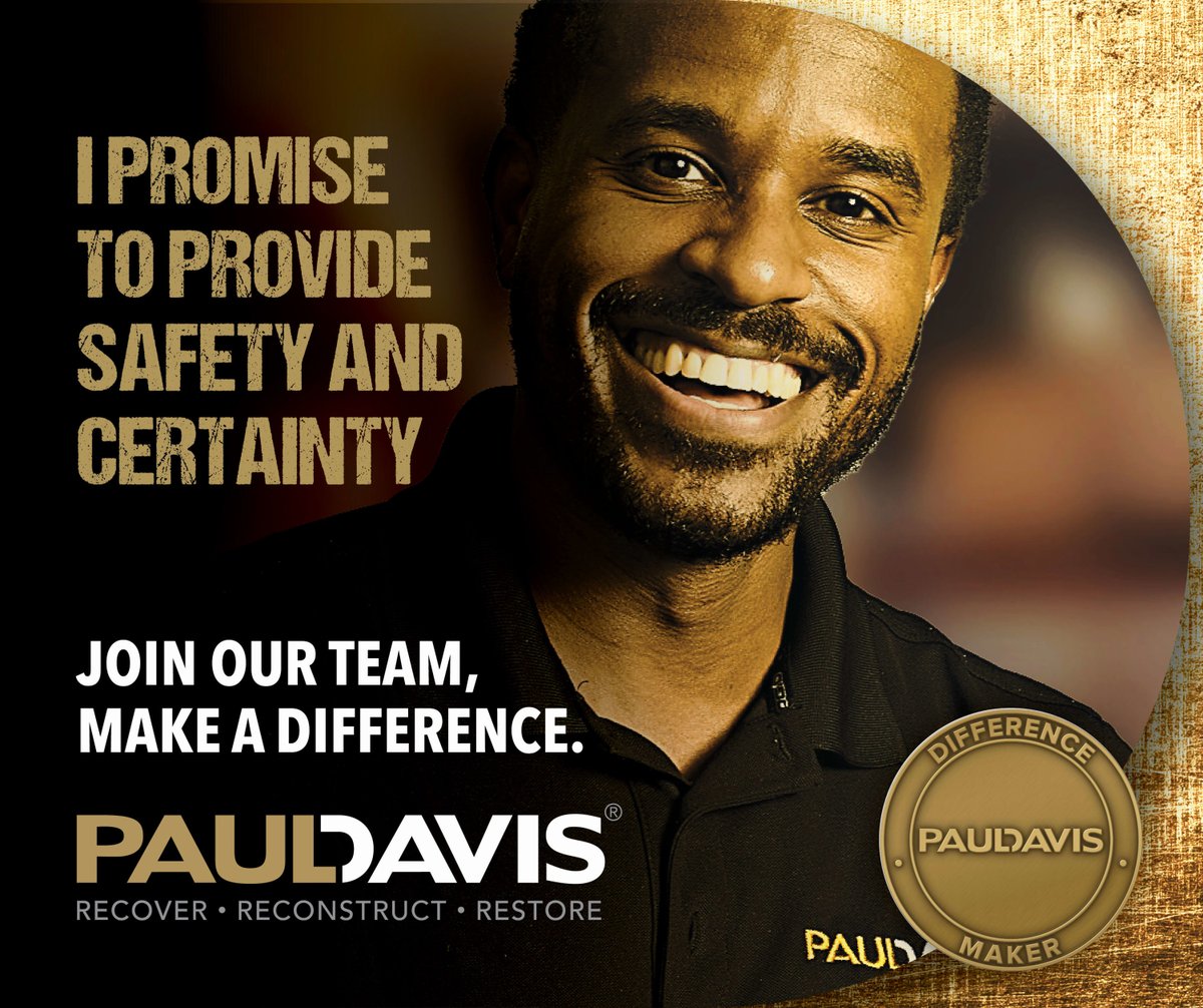 PaulDavisMDDC's tweet photo. NOW HIRING!!!
Are you or someone you know interested in a Technician or Foreman position? 

Join our Paul Davis team - we offer great benefits, a 401K match, up to 100% healthcare, development programs, events, &amp; a fun team culture!

REACH OUT TODAY TO JOIN THIS TEAM OF #DIFFEREN https://t.co/5hwwmYEk57