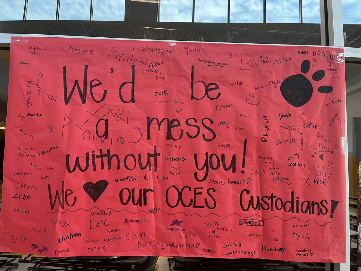 OakCreekElemen1's tweet photo. Happiest custodianโs day to the amazing people who weโd be a mess without! #OCESstrong #ComalISD #ocelots #newbraunfelstx ๐พ๐ https://t.co/vQxITMLuMv