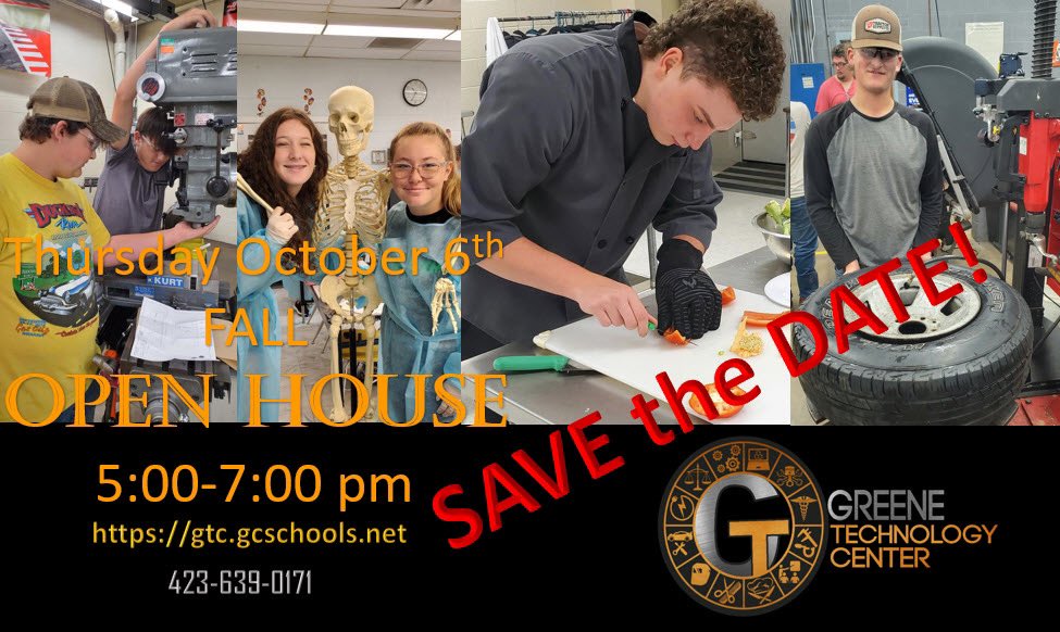 The <a href="/GreeneTechCtr/">GTC - Greene Technology Center</a> would like to invite the community to the tech center to see our programs and equipment. See some of the great work our students are doing. We are partnering with <a href="/crenlo/">Crenlo</a> to highlight Manufacturing Week as well. <a href="/GreeneIndustry/">Greene Co. Industry</a> <a href="/GreenevilleCity/">GCS</a> <a href="/GreeneCoSch/">Greene Co TN Schools</a>