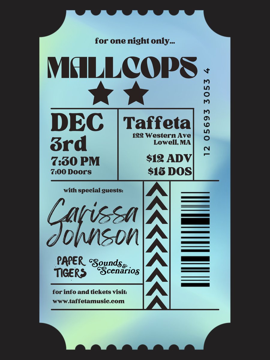 Oh hey btw we’re playing a sick show with <a href="/MallcopsMA/">Mallcops</a>, Carissa Johnson, and <a href="/papertigersusa/">Paper Tigers</a> in December, come thru