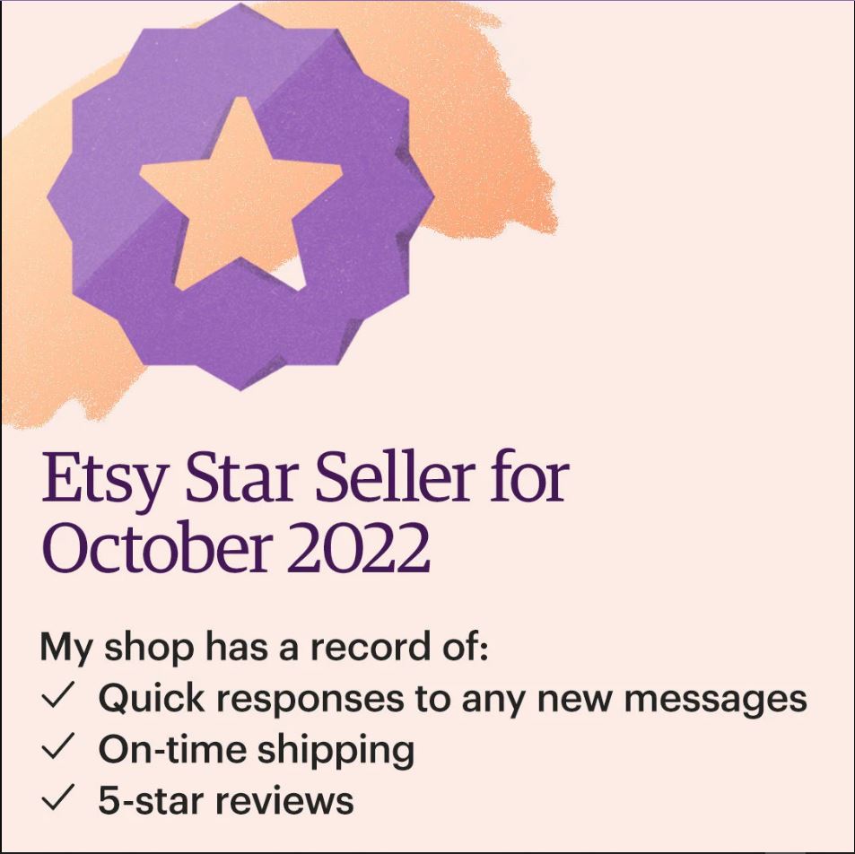 InspiredByRetro's tweet photo. I’m a Star Seller on @Etsy this month! That means you can purchase from my Etsy shop knowing I have a record of providing an excellent customer experience. https://t.co/nh022x81SY #EtsyStarSeller #FiveStarMan #5StarMan https://t.co/xdRRdrWR7m
