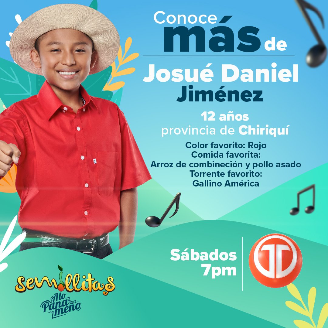 Telemetro (@telemetro) on Twitter photo Josué Daniel Jiménez tiene 12 años y representa a la provincia de Chiriquí en Semillitas a lo Panameño 🇵🇦 2° Cantadera este sábado desde las 7PM en <a href="/alopanameno/">A Lo Panameño</a> <a href="/chakatinoficial/">Chakatinoficial</a> <a href="/DoralisMela/">Doralis Mela</a> <a href="/FreddSantana13/">Fredd Santana</a> <a href="/GonzalezFulvia/">Fulvia Ailyn.🫶🏼</a> <a href="/Solarisbarbac1/">Solaris Barba Oficial</a> #NgabeBugle #Panama #SemillitasALP 📺 Josué Daniel Jiménez tiene 12 años y representa a la provincia de Chiriquí en Semillitas a lo Panameño 🇵🇦 2° Cantadera este sábado desde las 7PM en <a href="/alopanameno/">A Lo Panameño</a> <a href="/chakatinoficial/">Chakatinoficial</a> <a href="/DoralisMela/">Doralis Mela</a> <a href="/FreddSantana13/">Fredd Santana</a> <a href="/GonzalezFulvia/">Fulvia Ailyn.🫶🏼</a> <a href="/Solarisbarbac1/">Solaris Barba Oficial</a> #NgabeBugle #Panama #SemillitasALP 📺