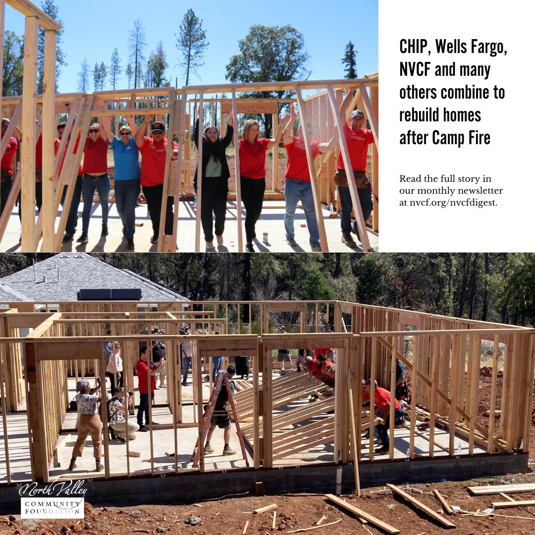 NVCF's tweet photo. Many organizations dedicated to the rebuilding process after the Camp Fire gathered to celebrate the newest home-building project in Paradise. Read about that event and much more in our monthly newsletter at https://t.co/IrzoOe2DRZ. #newsletter #NVCF https://t.co/Mpih0zYbzA
