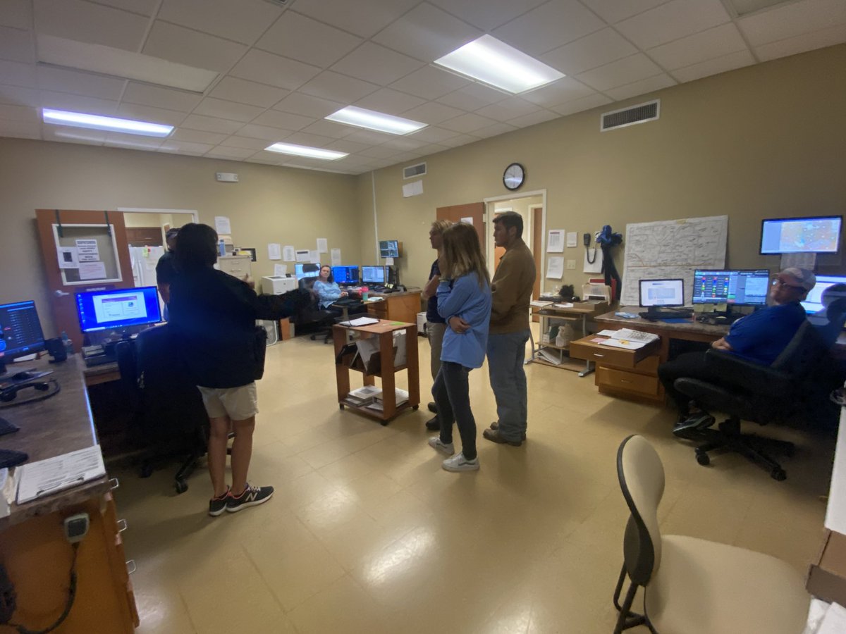 MonroeCoALC's tweet photo. Law & Public Safety students getting a glimpse inside of the Monroe Co. 911 Dispatch Office today. Students learned that response time is crucial in emergency management. #mcalc https://t.co/uB75EZSzyK