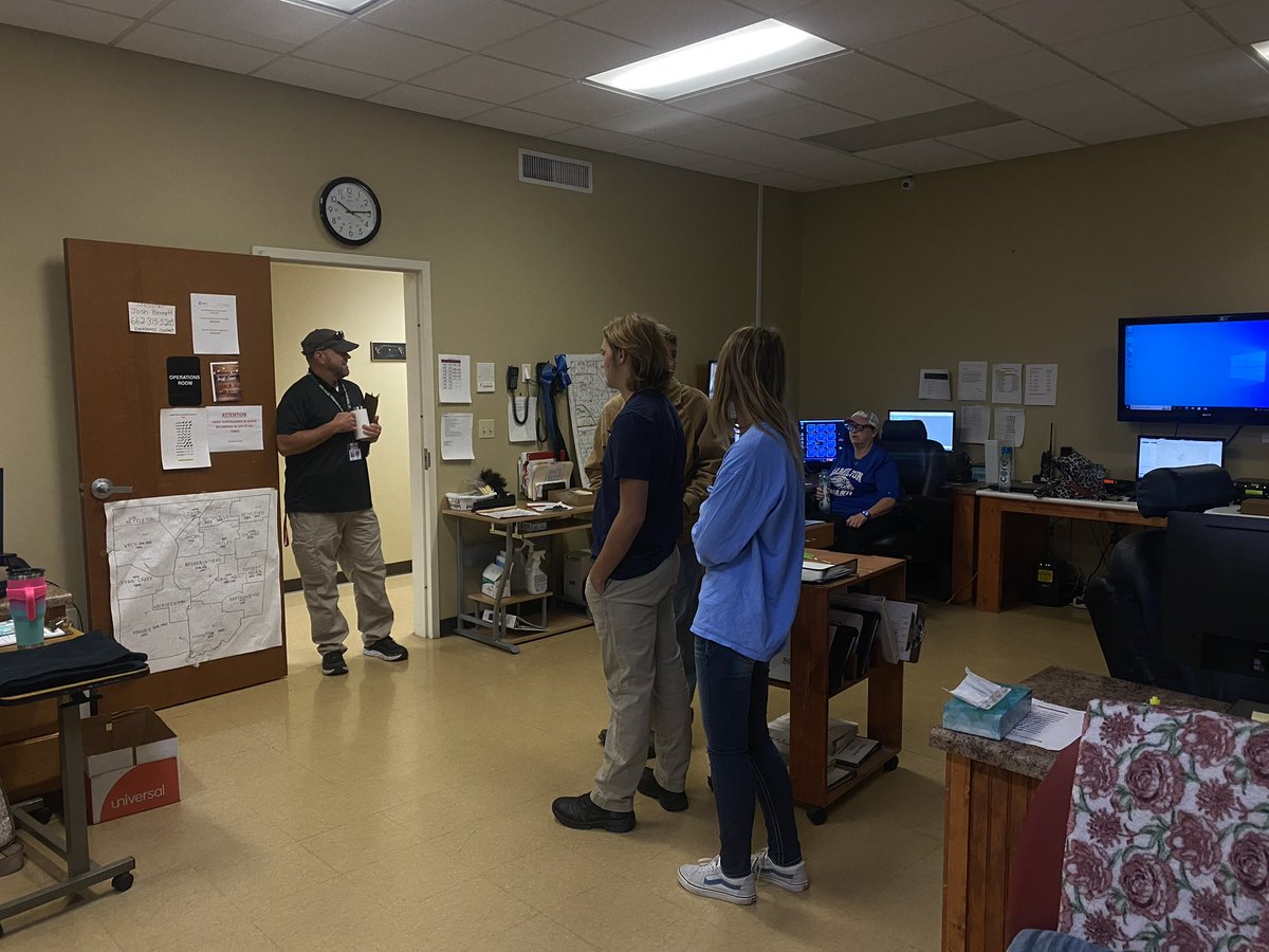 MonroeCoALC's tweet photo. Law & Public Safety students getting a glimpse inside of the Monroe Co. 911 Dispatch Office today. Students learned that response time is crucial in emergency management. #mcalc https://t.co/uB75EZSzyK