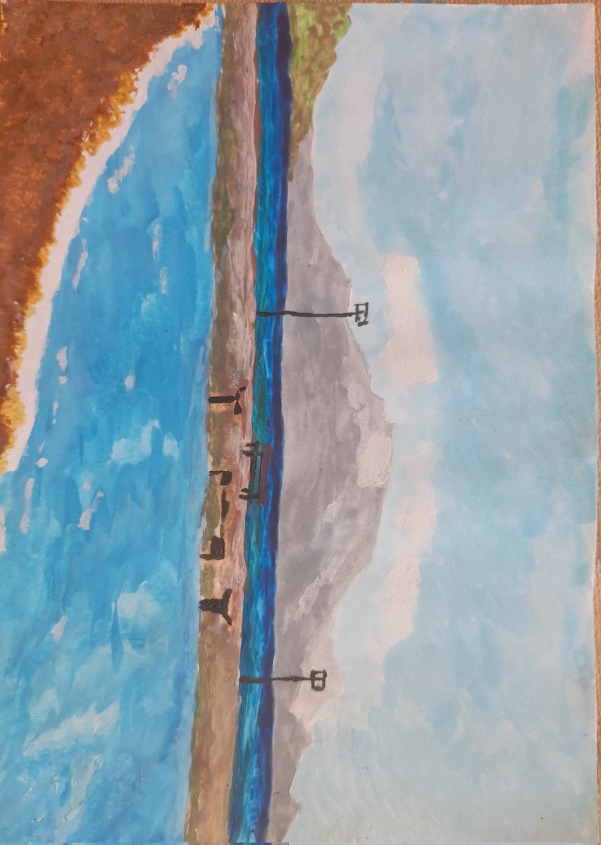 My watercolour is of Kefalonia as seen from Alykes, Zakynthos in August 2022.