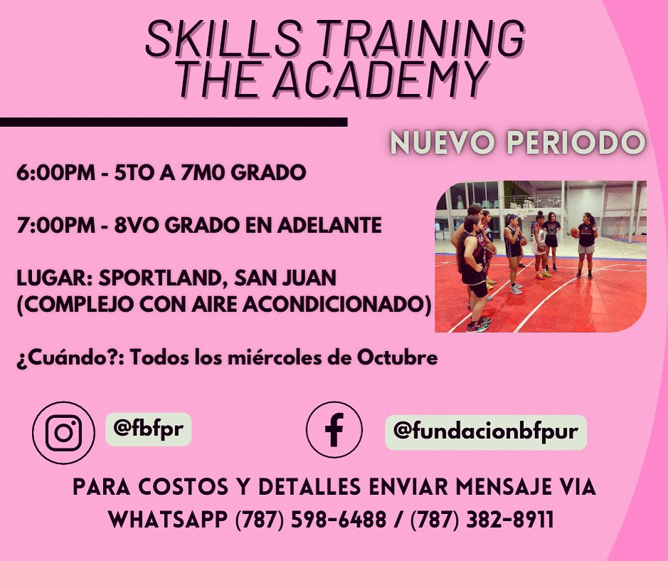 fbfpur's tweet photo. Continuamos el 5 de oct 
Inscríbete 📲
Espacios disponibles ⛹🏽‍♀️🏀 https://t.co/mW5beTTEXd