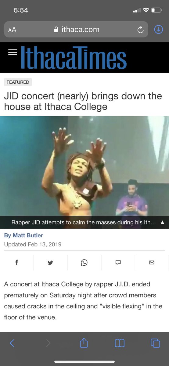 AllegedButler's tweet image. I am glowing: on the new @JIDsv album he references the Ithaca College concert in 2019 where he got the crowd so on tilt they cracked the floor. #twithaca