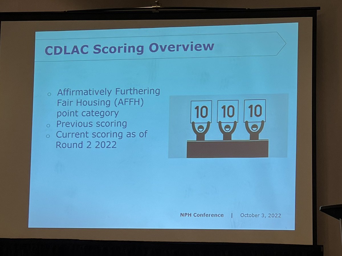 NPHANC's tweet photo. Excited to hear from #CDLAC, @California_HCD, @EAHHousing, #communityeconomics, and @EBALDC about how funders’ scoring systems are succeeding in finding balance in the benefits of bringing people to resources versus the benefits of bringing resources to people. #NPH2022 https://t.co/3FDeUBAKVf