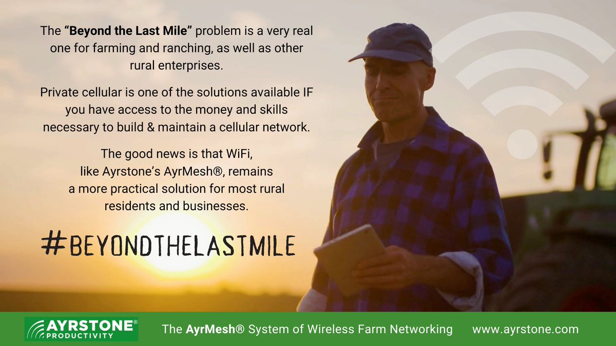 Ayrstone's tweet image. Wireless Networking Options - WiFi vs. Private Cellular for #BeyondTheLastMile - Ayrstone Blog: blog.ayrstone.com/wireless-netwo… 

#FarmWiFi #BeyondTheLastMile #DigitalDivide #AgTech