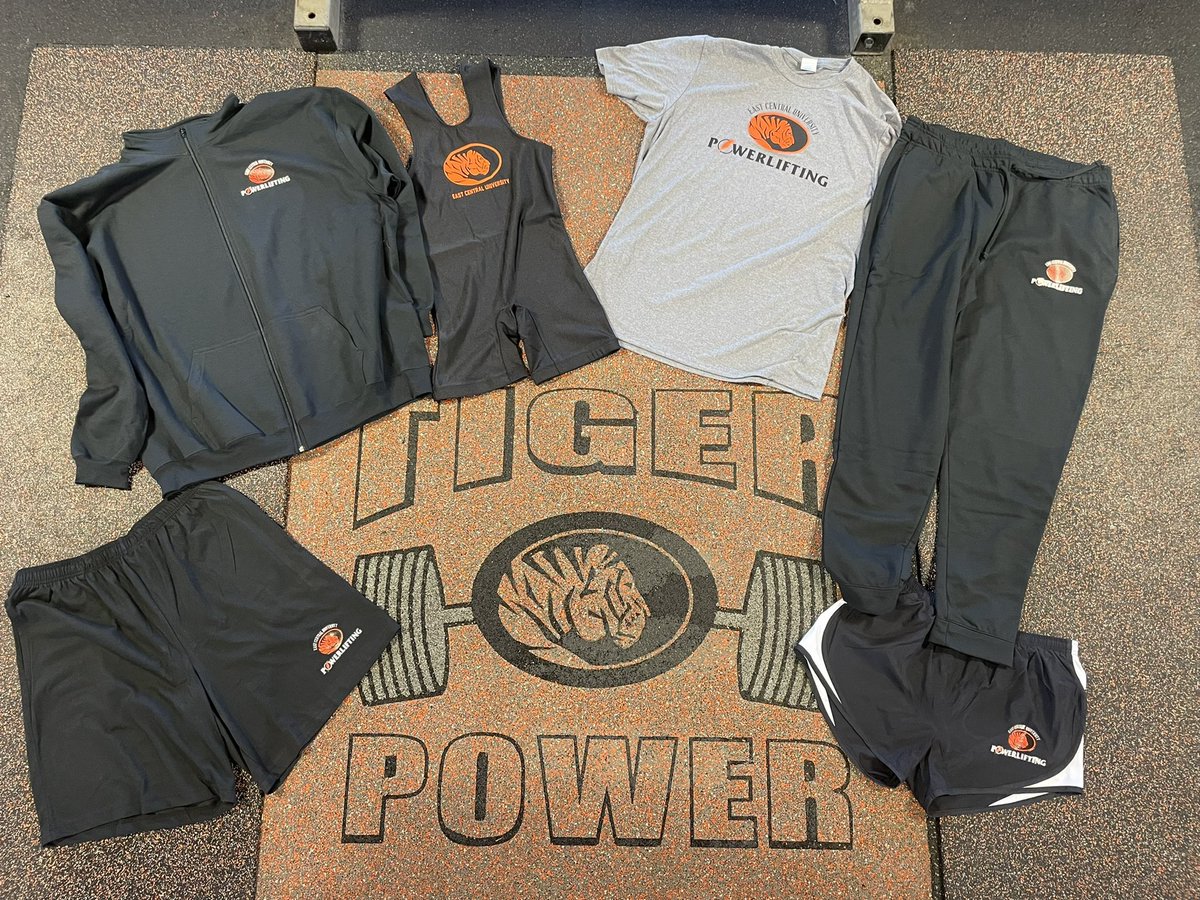 ECUPowerlifting's tweet photo. Thank you Taylor Howard with Edward Jones in Ada for our #Powerlifting competition singlets, t-shirts, shorts, and travel sweats! #TigerNation https://t.co/HJrOYv9VwX