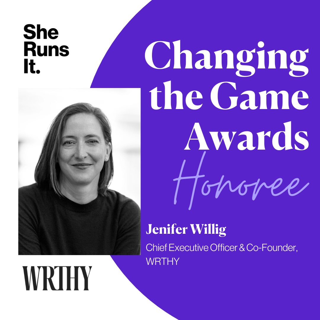 hellowrthy's tweet photo. Thrilled to share that our CEO and Co-Founder @jwillig has been honored by @SheRunsItOrg! #gamechanger 🌟 https://t.co/CGx6aQGY0o