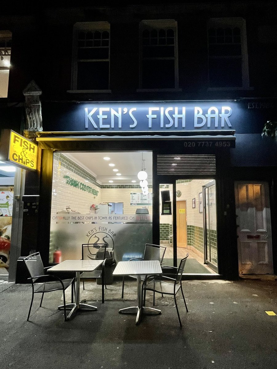 LondonRam's tweet photo. I need to retract about 15 years of claims that fish and chips in London are rubbish, because on @jayrayner1’s recommendation I have now been to Ken’s Fish Bar in Dulwich. Superb and well worth a trip (cash only). https://t.co/Voj8Yph6Th