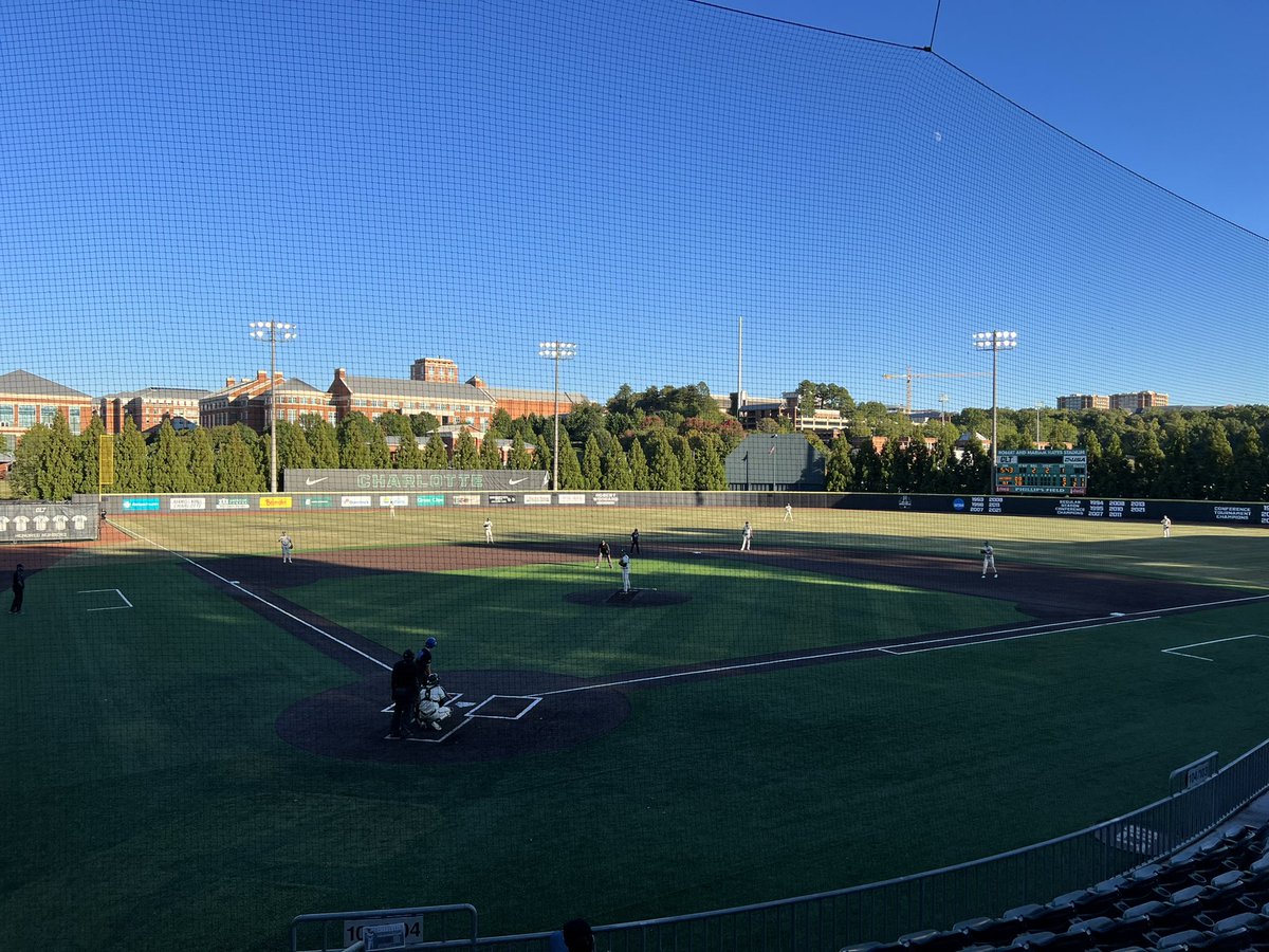 Today’s @CharlotteBSB lineup: @Dragum23 SS Cunningham CF @32CamFisher RF @bstahlman24 2B @weisnereli 3B @khops55 C @knightaustin14 LF @jdsuarez16 DH @SpencerNolan7 1B