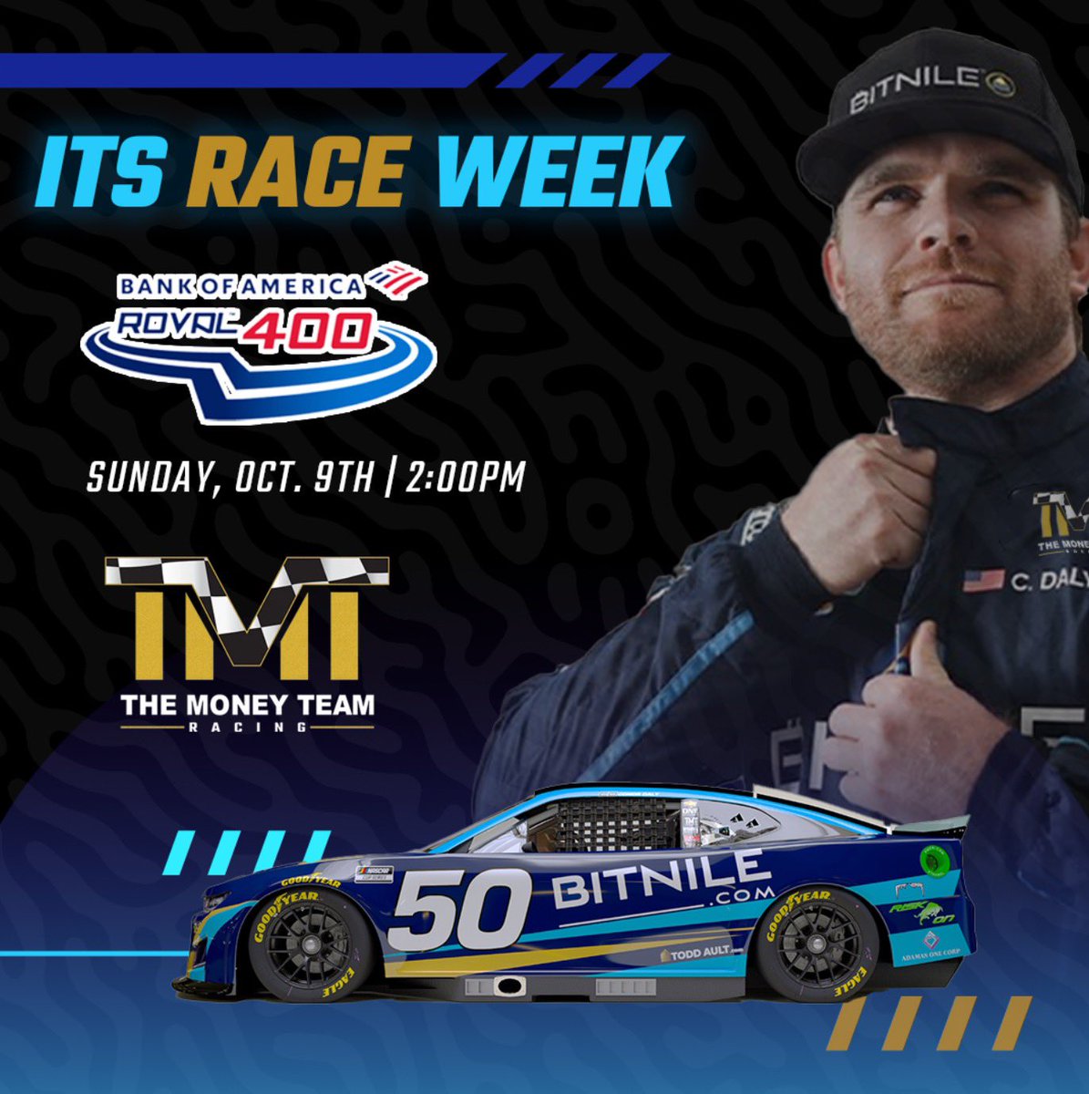 teamamerivet's tweet photo. Days away!!!  #nascar #raceweek #conordaly #bitnile #toddault #floydmayweather #tmtracing #charlotte #roval #teamchevy #pitviper https://t.co/jNzFqoSdkH