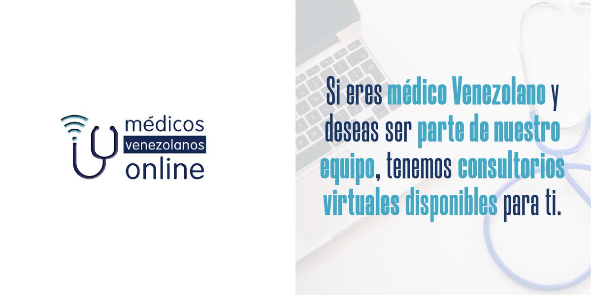 Médicos Venezolanos Online, te da la posibilidad de que formes parte de su #staff de prestigiosos profesionales al servicio de la Salud, e impulses tu ejercicio profesional con la #TELEMEDICINA. Escríbenos  👉ventas@medicosvenezolanosonline.com