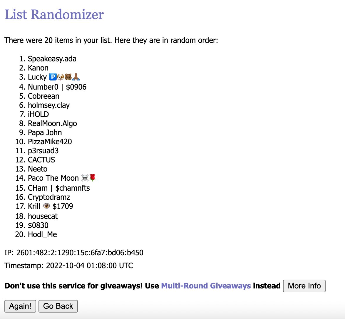 GOUTAMKUMARGI13's tweet photo. Could not do Twitter generator like I would have liked to due to not making people retweet so I compiled a list of all the people who posted a screenshot of their NFT and used a random list generator and chose 1st name. Winner is @JSpeakeasy51 congrats! https://t.co/JQWdAKfgy1