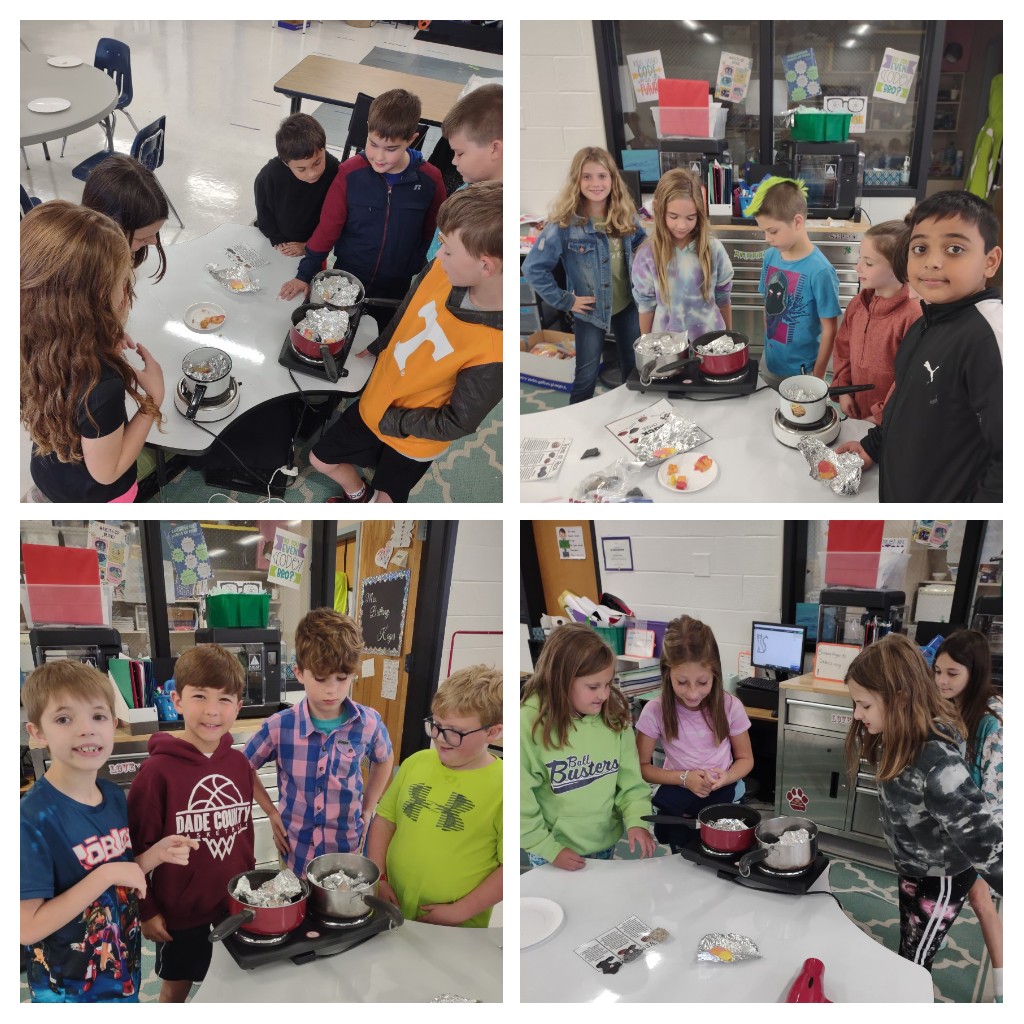 DesTeam's tweet photo. These 3rd graders Rocked this edible rock cycle challenge! We made a sedimentary rock by mixing together small pieces of starburst,then we squished it flat using heat &amp; pressure to make a metamorphic rock. Last we melted our rock then let it cool to form an igneous rock. Yum!🪨😍 https://t.co/1VHqPjnQLm