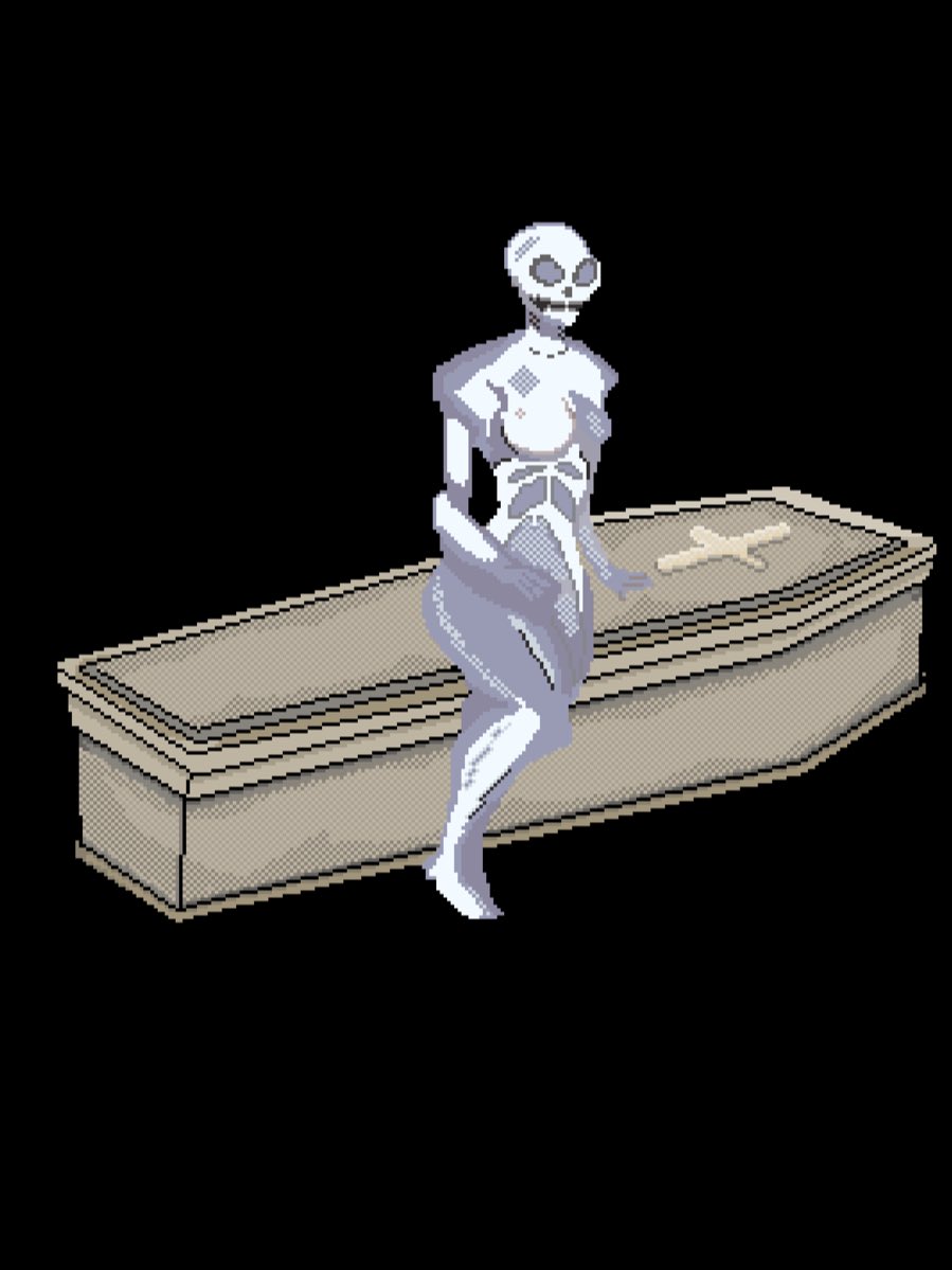 Roshasharonart's tweet photo. Wow, sexy Skelton and a coffin. It’s Halloween y’all #pixel #pixelaet https://t.co/6mHTTGkCGs
