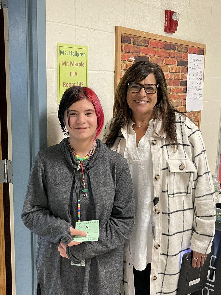 MarpleQMS's tweet photo. When the school counselor surprises you with a Buzz Buck for doing a great job!!! #QMSYellow #WeAreYellow #BuzzBucks https://t.co/lQvvfCb9SH