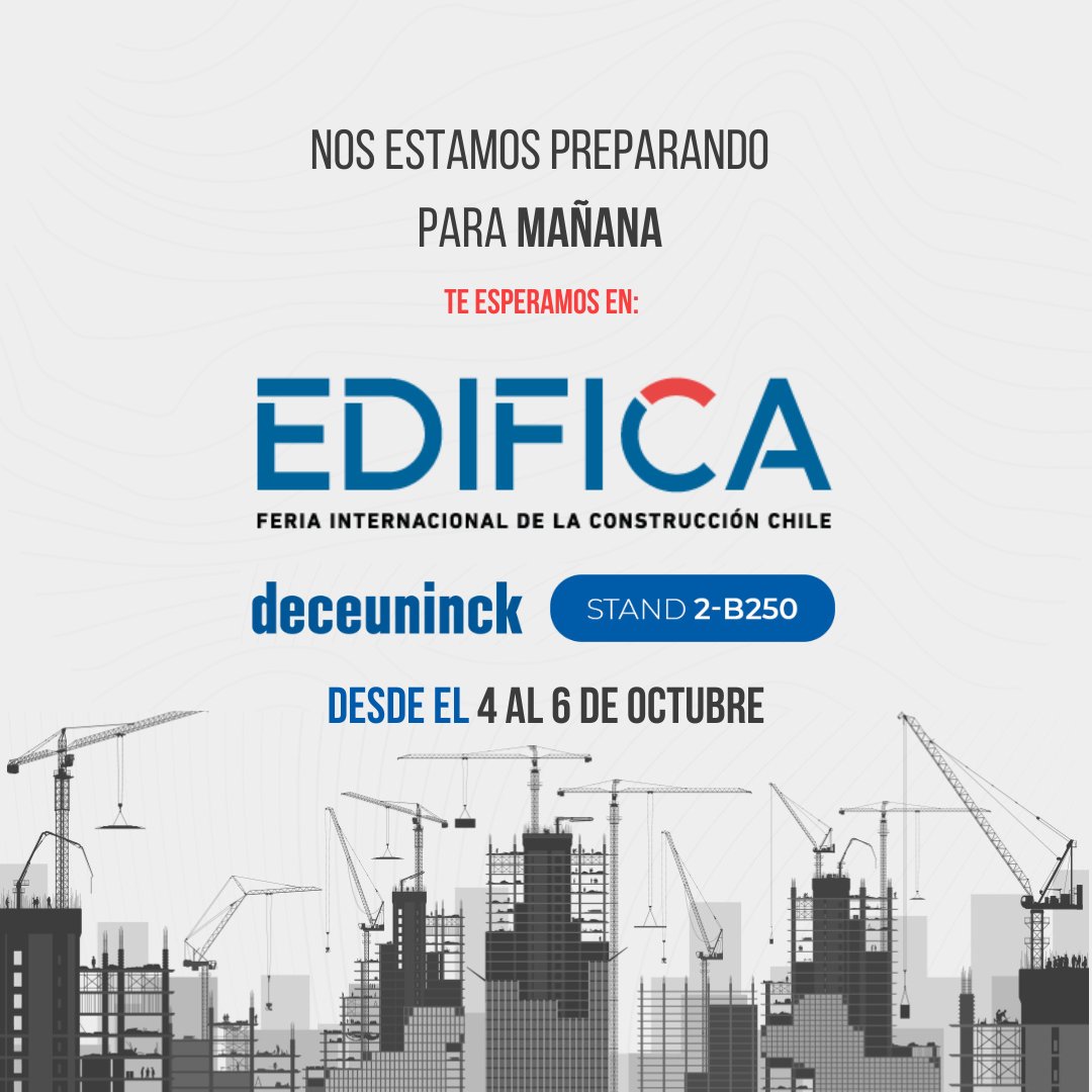 DECEUNINCKCHILE's tweet photo. Te esperamos en #ExpoEDIFICA desde el 4 al 6 de octubre en Parque Fisa 📍(STAND 2-B250) con lo último en sistemas de PVC de alta eficiencia y vanguardia.
Si deseas participar, solo debes acceder al registro 👉 https://t.co/LiEBCVkx0b https://t.co/2vYhOy95xk
