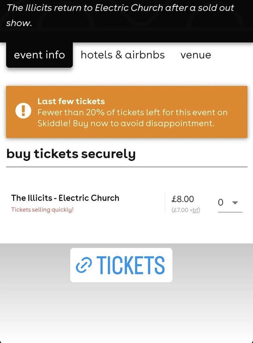 theillicits's tweet photo. TICKETS ARE LOW 🎟  

SNAP THE FINAL ONES UP BEFORE THEY GO ☝️🎸

FEEL IT FEEL IT FEEL IT 

https://t.co/NOeqctGTdk https://t.co/f1zA9t9dpf