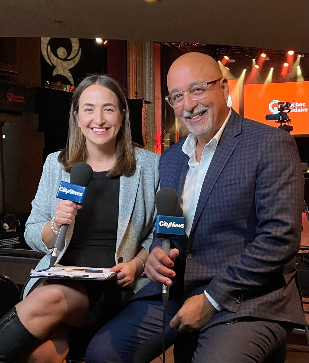 Karim Boulos and I will be live at MTelus - the headquarters for <a href="/QuebecSolidaire/">Québec solidaire</a> for Election Night tonight <a href="/CityNewsMTL/">CityNews Montreal</a>. QS was 2nd place in the latest polls. Neck-and-neck with <a href="/LiberalQuebec/">Parti libéral du Québec</a>. Polling stations close at 8 p.m. Get your vote in!