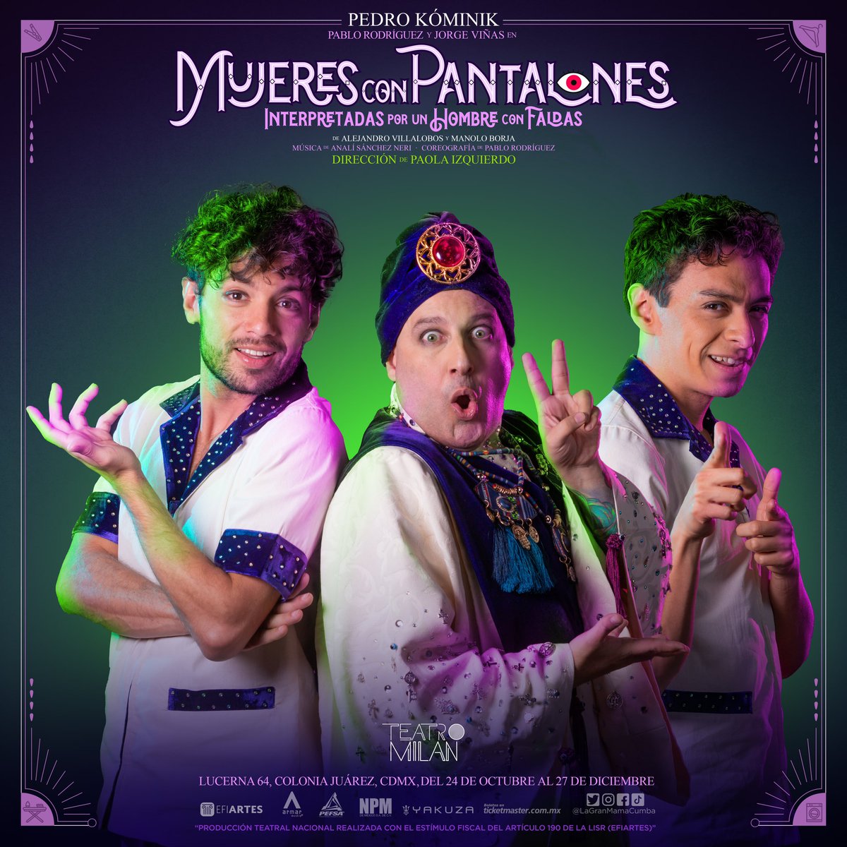 👁 Se acerca el gran estreno de #MujeresConPantalones Un espectáculo de cabaret que demostrará lo difícil que es ponerse en los zapatos de grandes mujeres… 🗓 Gran estreno 24 de octubre 📍 @teatro_milan 🎟 En taquilla y @Ticketmaster_Me 👉🏼 bit.ly/3rsuJsB #CDMX