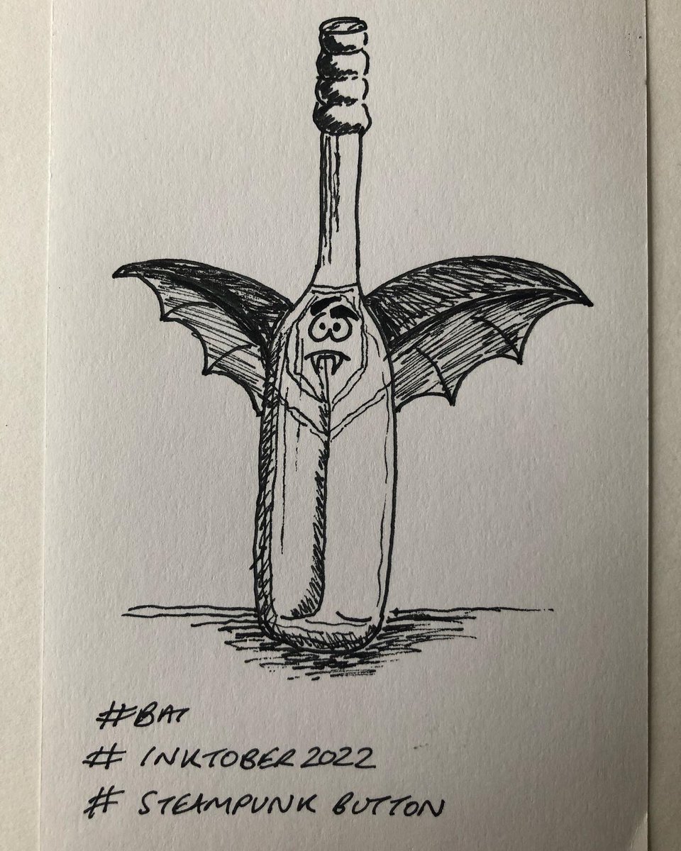 ButtonSteampunk's tweet photo. #Inktober #inktober2022 #gargoyle #scurry #bat #steampunkbutton https://t.co/HfbZiM6d8V