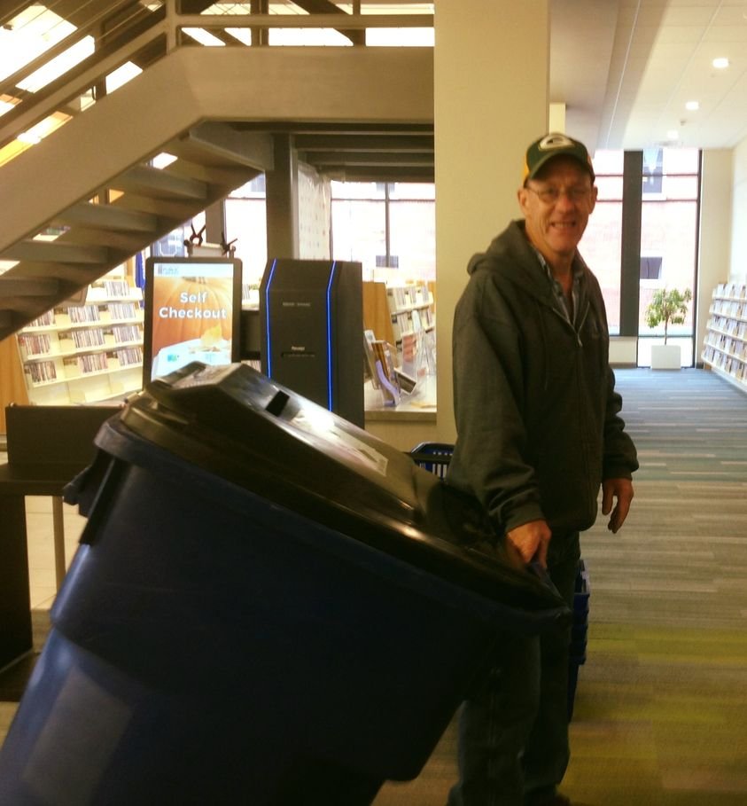 Our friends at Southwest Opportunities Center came this morning and brought us three empty bins for our Fall Shredding Drop-off! The bins are ready and waiting to be filled up before Southwest Opportunities Center comes back to pick them up on the 17th. #LibraryLife