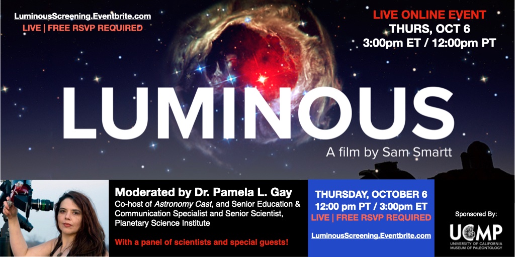 Join UnderstandingScience.org live online, this Thursday, noon Pacific. We'll be discussing the educators' guide we developed for the new film Luminous. RSVP: LuminousScreening.Eventbrite.com