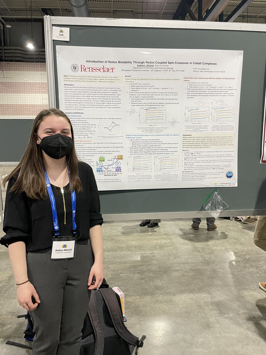 DinolfoGroupRPI's tweet photo. Andrea presenting her poster on redox-coupled spin-crossover in Co compounds at #ACS #NERM2022 
#rpiscience #rpi https://t.co/ewST4MP8EH